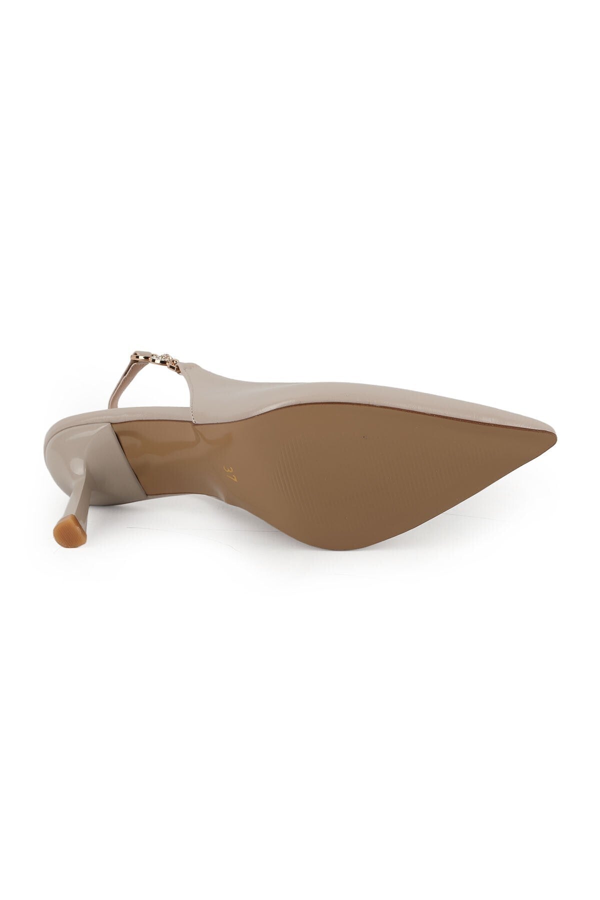 Patent Leather Heeled Shoes Pointed Toe Stone Buckle Detailed Goblet Heel Slingback Classic Office L085.K1122 - MALLTURK