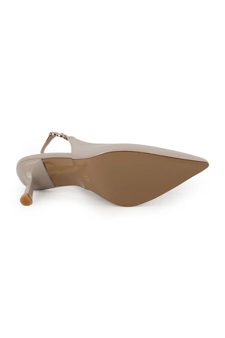 Patent Leather Heeled Shoes Pointed Toe Stone Buckle Detailed Goblet Heel Slingback Classic Office L085.K1122 - MALLTURK