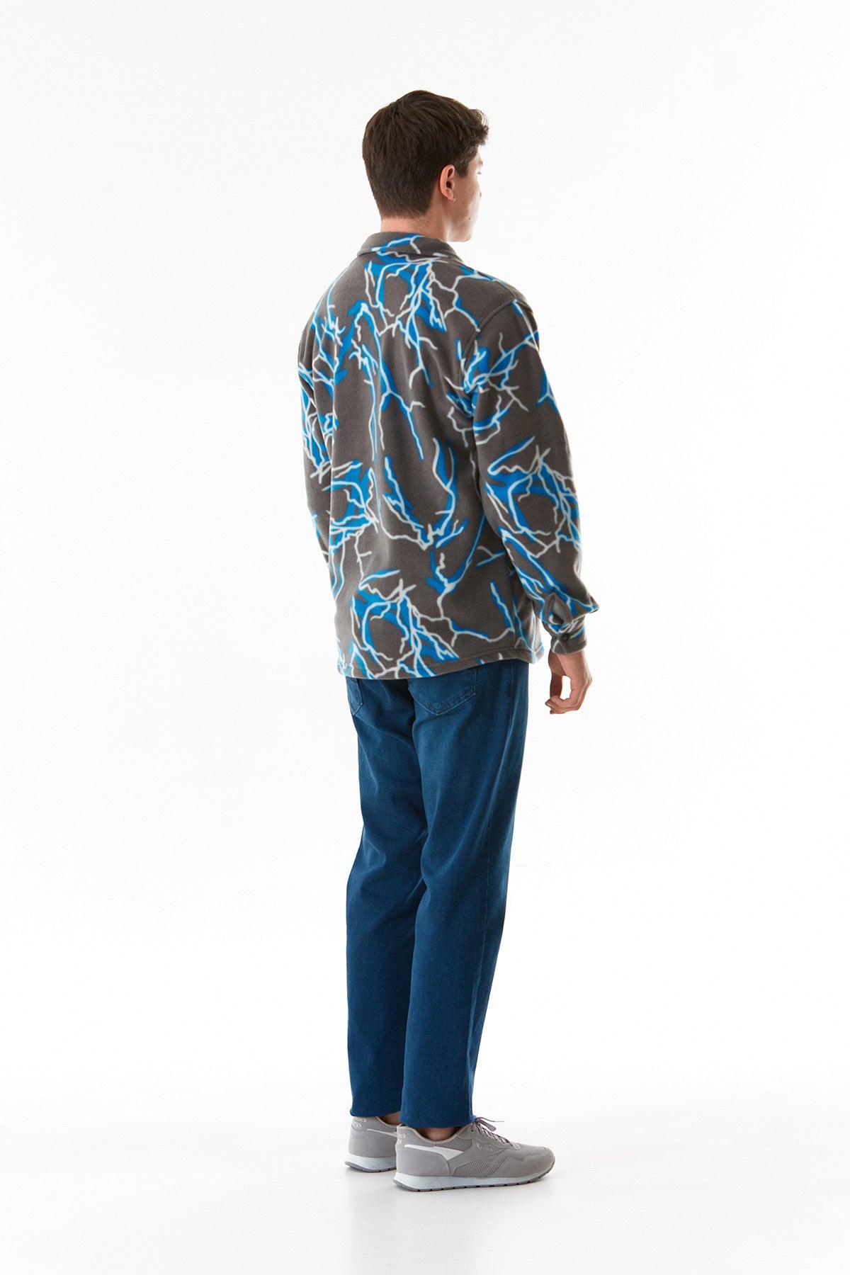 Patterned Buttoned Fleece Shirt - MALLTURK