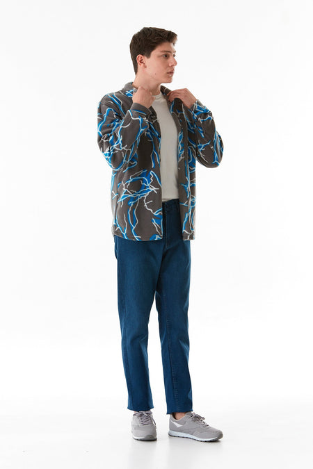 Patterned Buttoned Fleece Shirt - MALLTURK