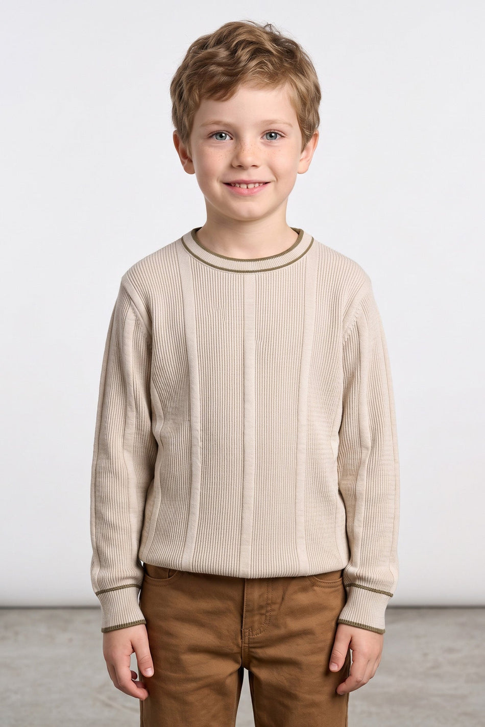 Patterned Crew Neck Boys' Knit Sweater - MALLTURK