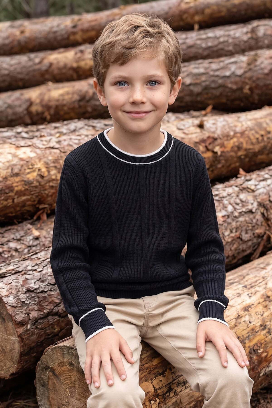 Patterned Crew Neck Boys' Knit Sweater - MALLTURK