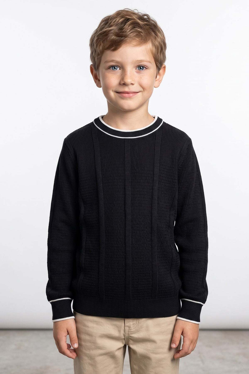Patterned Crew Neck Boys' Knit Sweater - MALLTURK