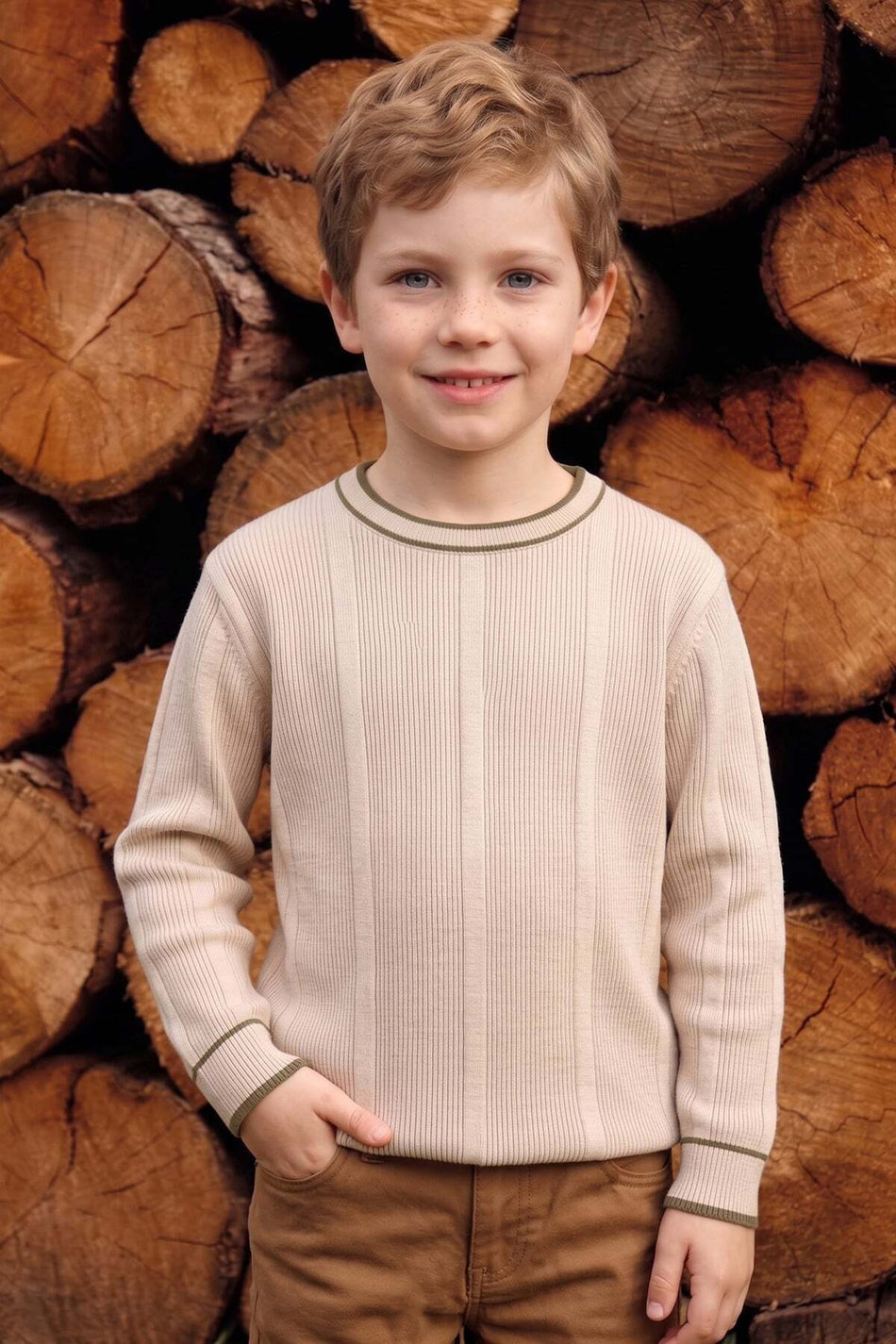 Patterned Crew Neck Boys' Knit Sweater - MALLTURK