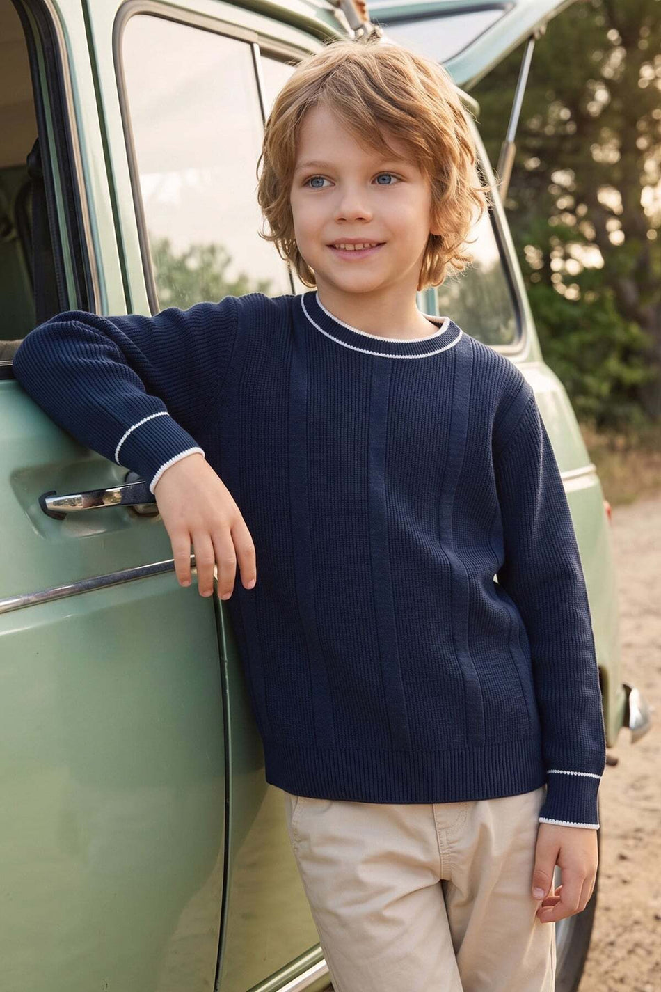 Patterned Crew Neck Boys' Knit Sweater - MALLTURK