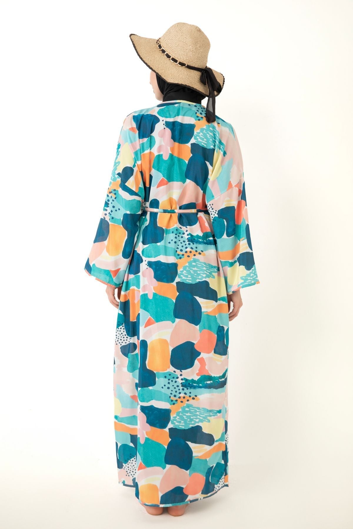 Patterned Pareo on Hijab Swimsuit - MALLTURK