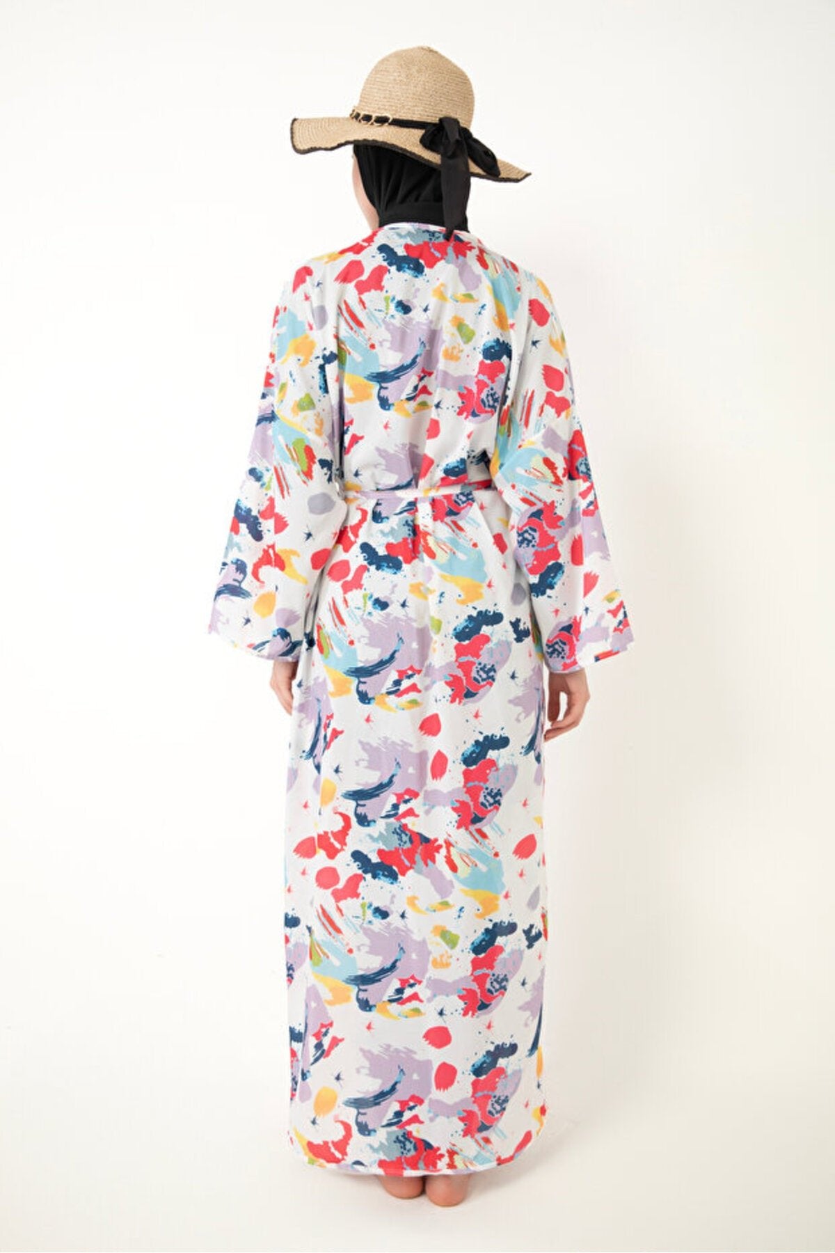 Patterned Pareo on Hijab Swimsuit - MALLTURK