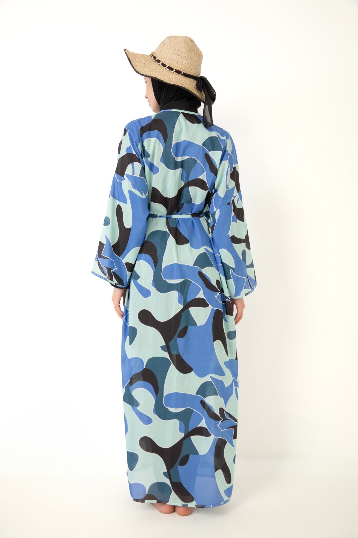 Patterned Pareo on Hijab Swimsuit - MALLTURK