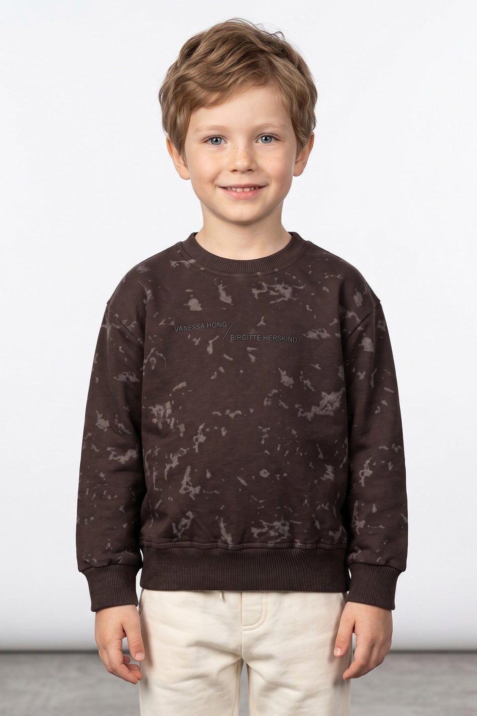 Patterned Text Printed Crew Neck Boys' Sweatshirt - MALLTURK