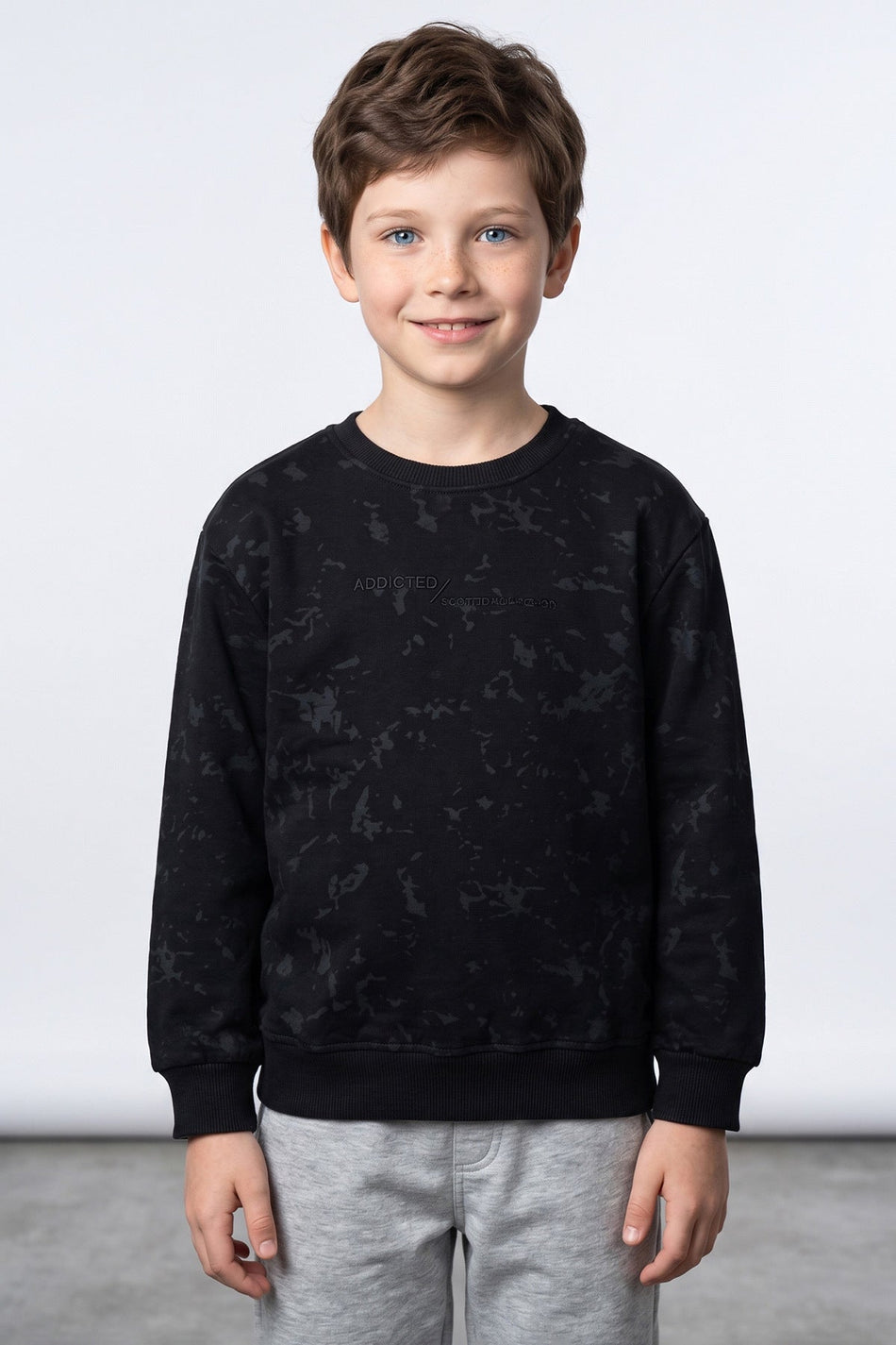 Patterned Text Printed Crew Neck Boys' Sweatshirt - MALLTURK
