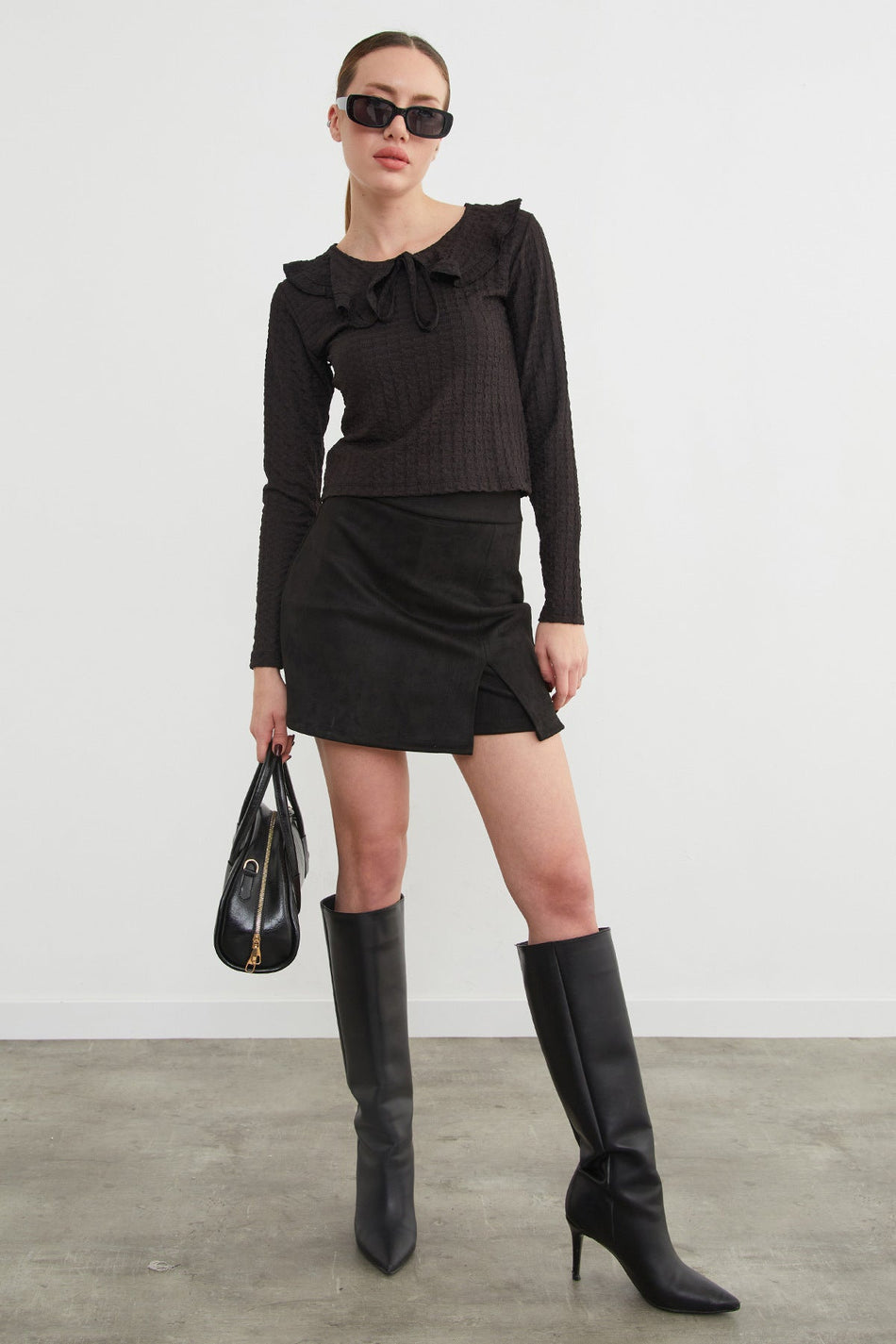 Peter Pan collar Wrinkled Fabric Blouse - MALLTURK