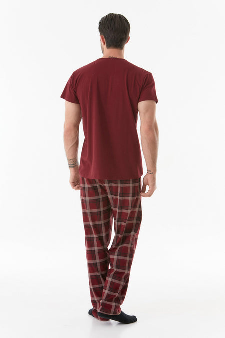 Plaid Patterned Buttoned Pajama Set - MALLTURK