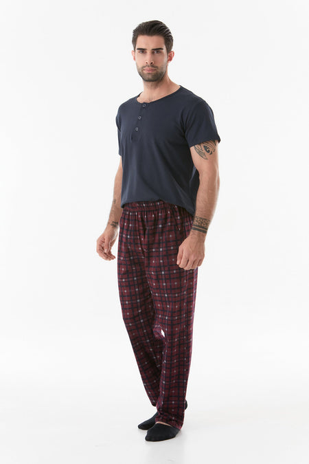 Plaid Patterned Buttoned Pajama Set - MALLTURK
