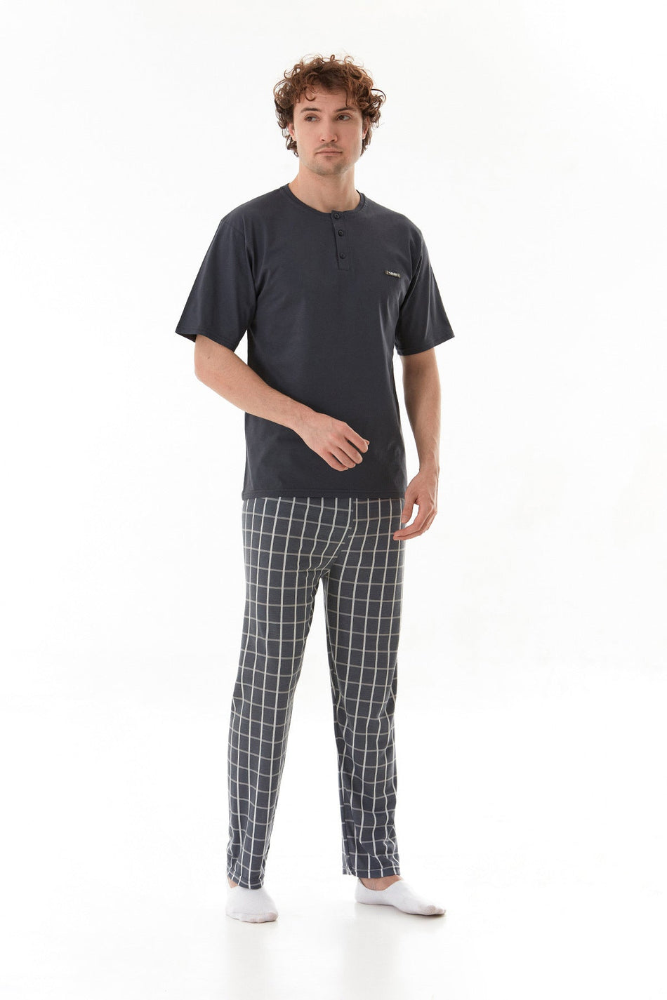 Plaid Patterned Pajama Set - MALLTURK