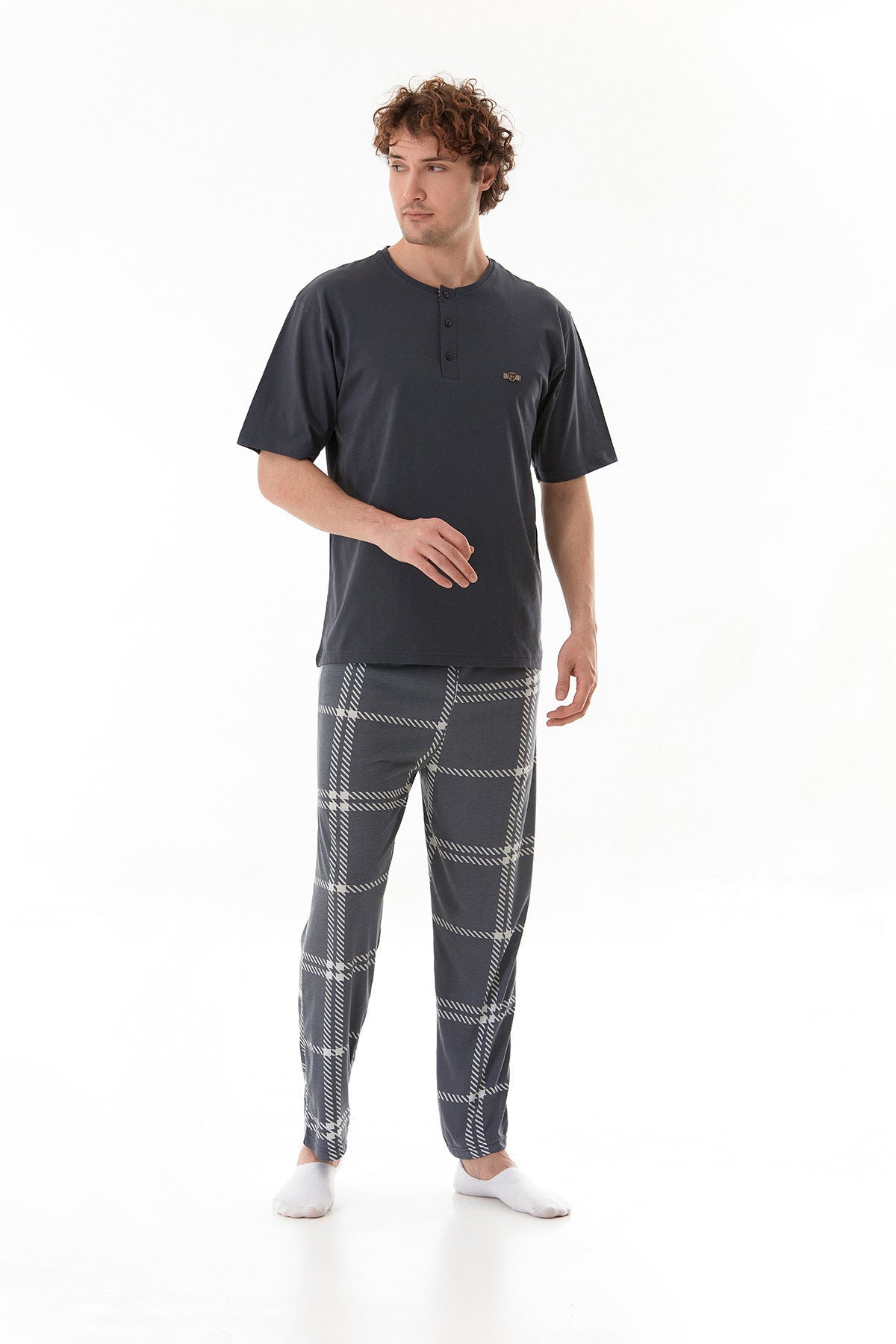 Plaid Patterned Pajama Set - MALLTURK