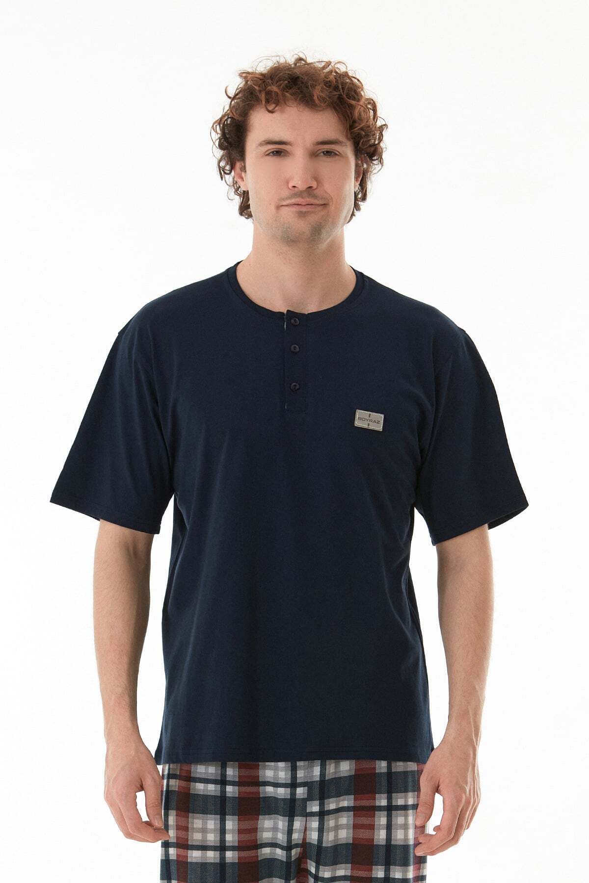 Plaid Patterned Pajama Set - MALLTURK