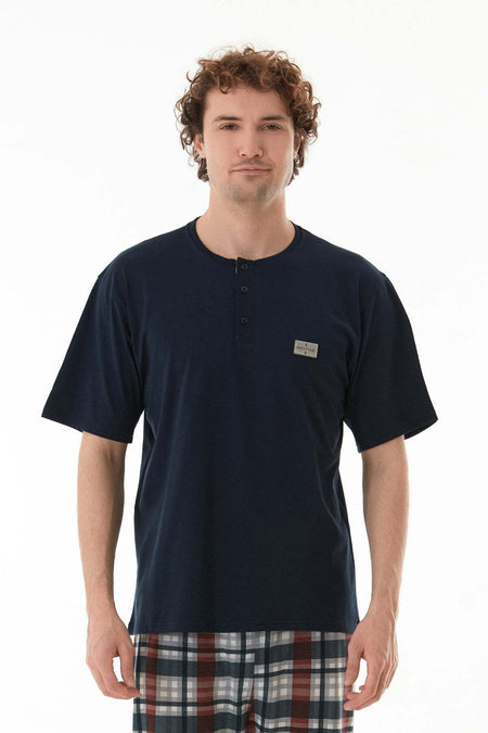 Plaid Patterned Pajama Set - MALLTURK