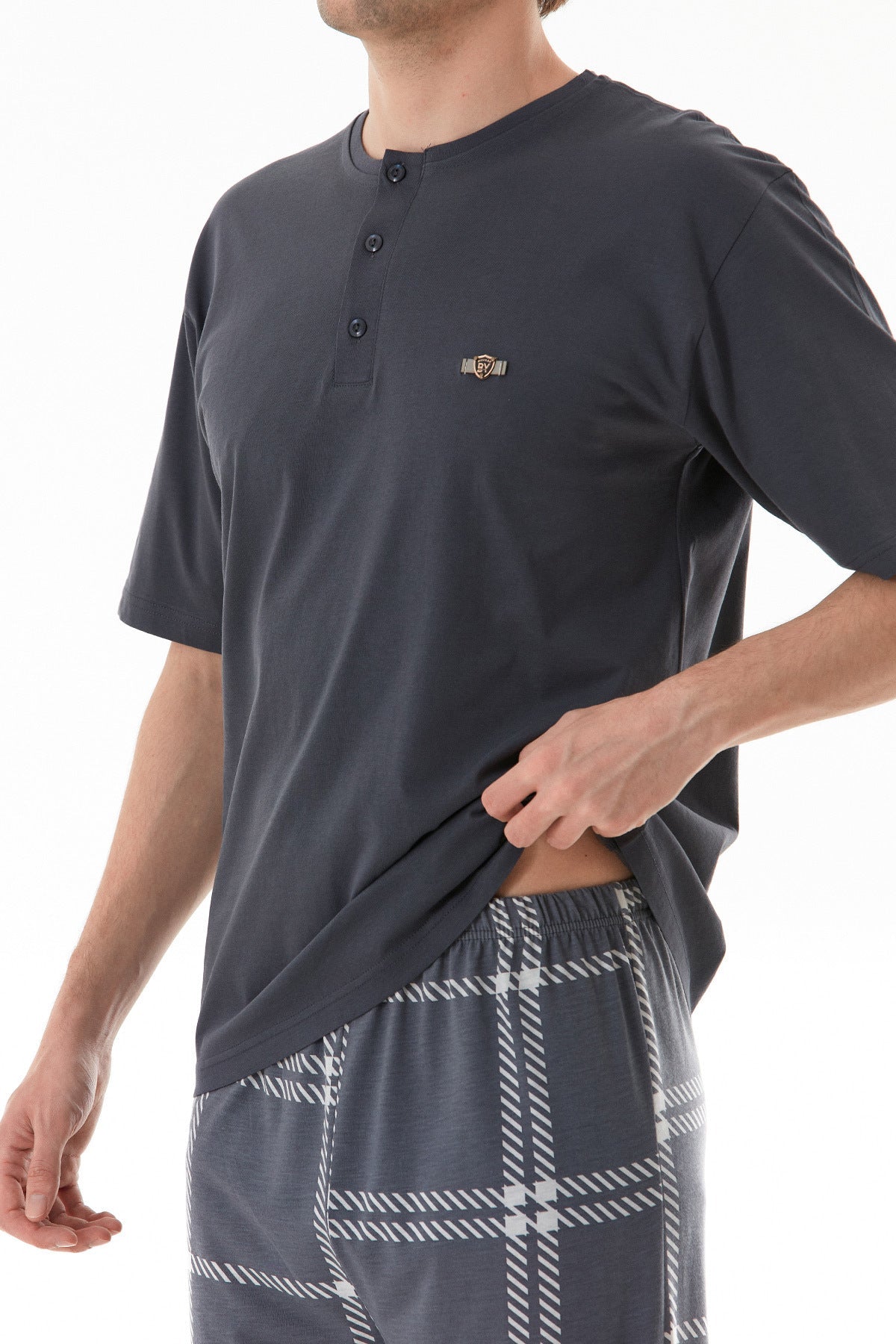 Plaid Patterned Pajama Set - MALLTURK