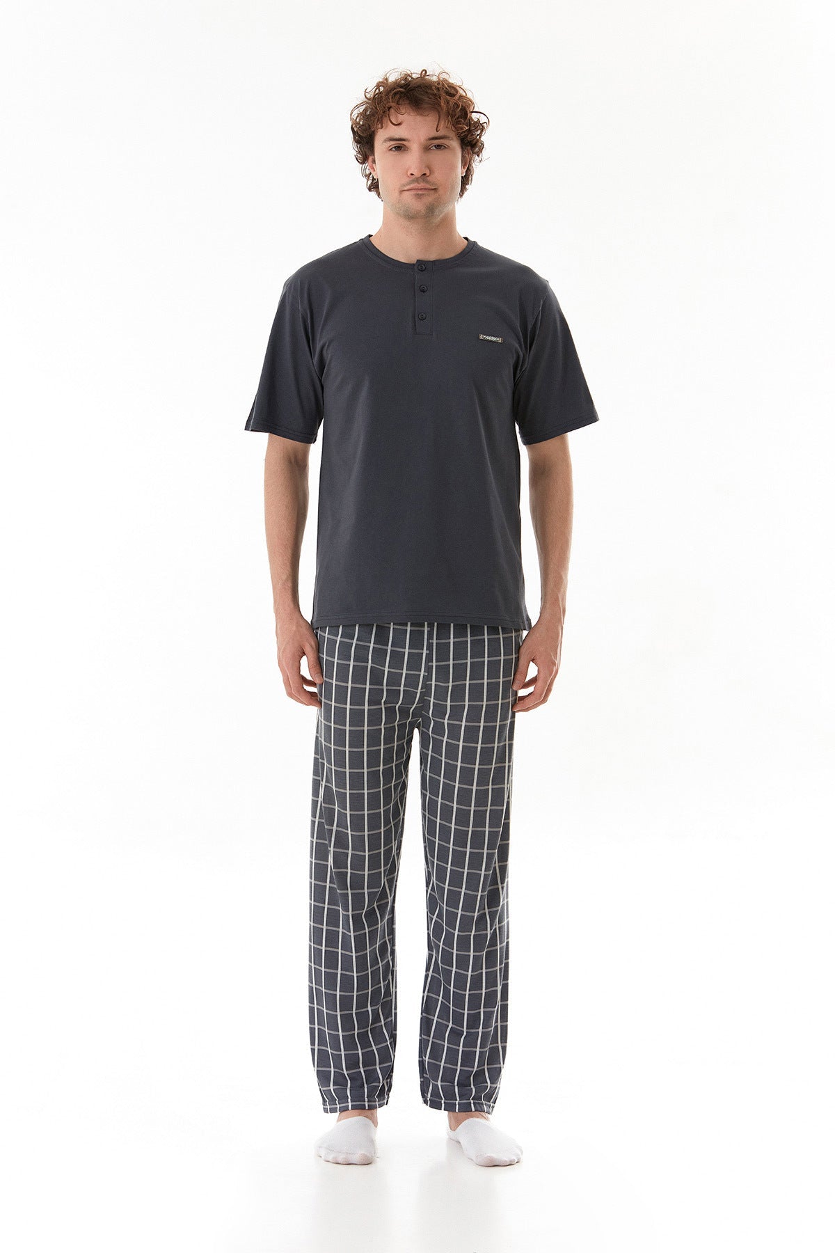 Plaid Patterned Pajama Set - MALLTURK