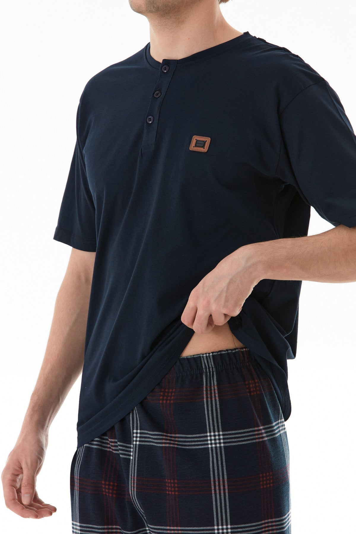 Plaid Patterned Pajama Set - MALLTURK