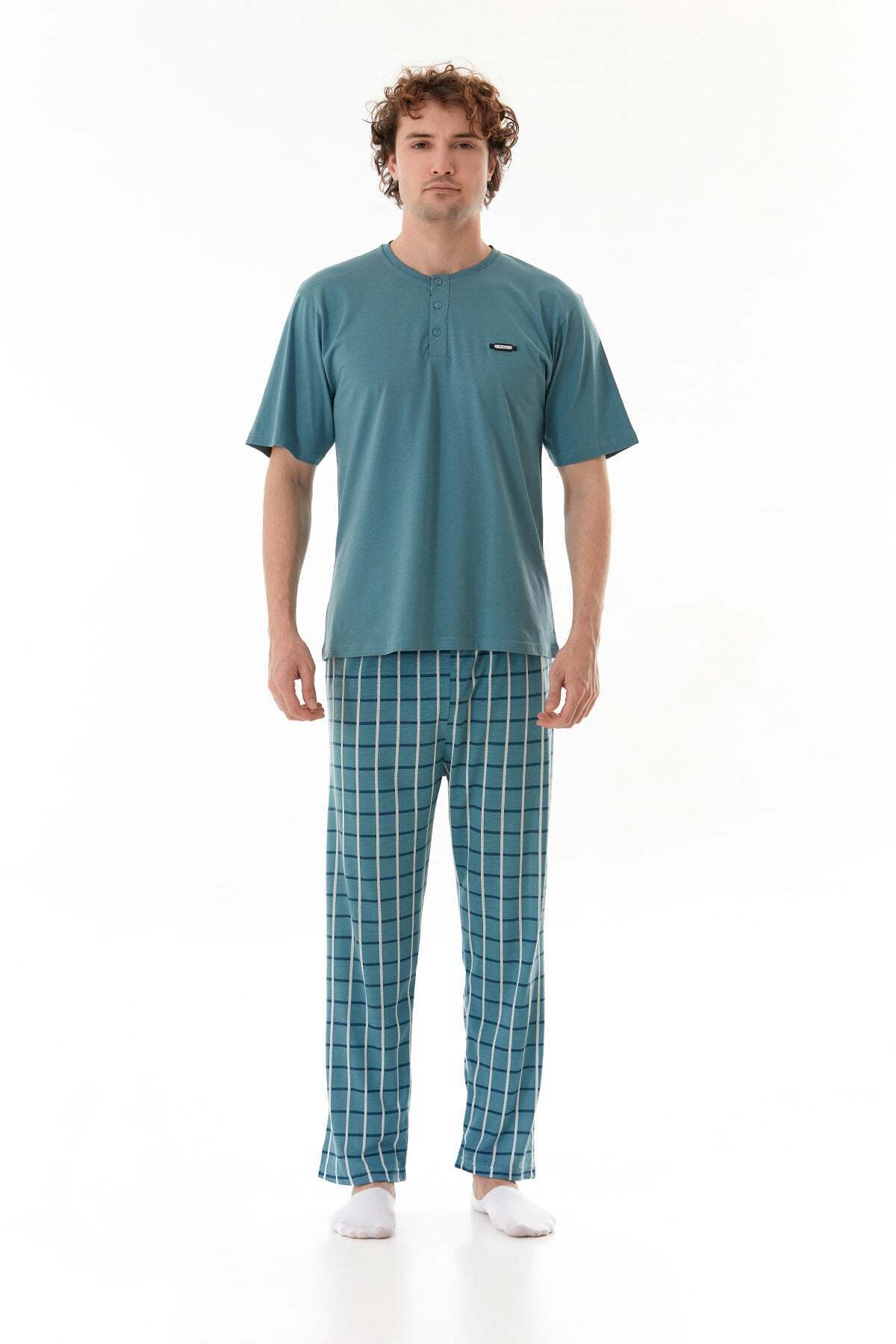 Plaid Patterned Pajama Set - MALLTURK