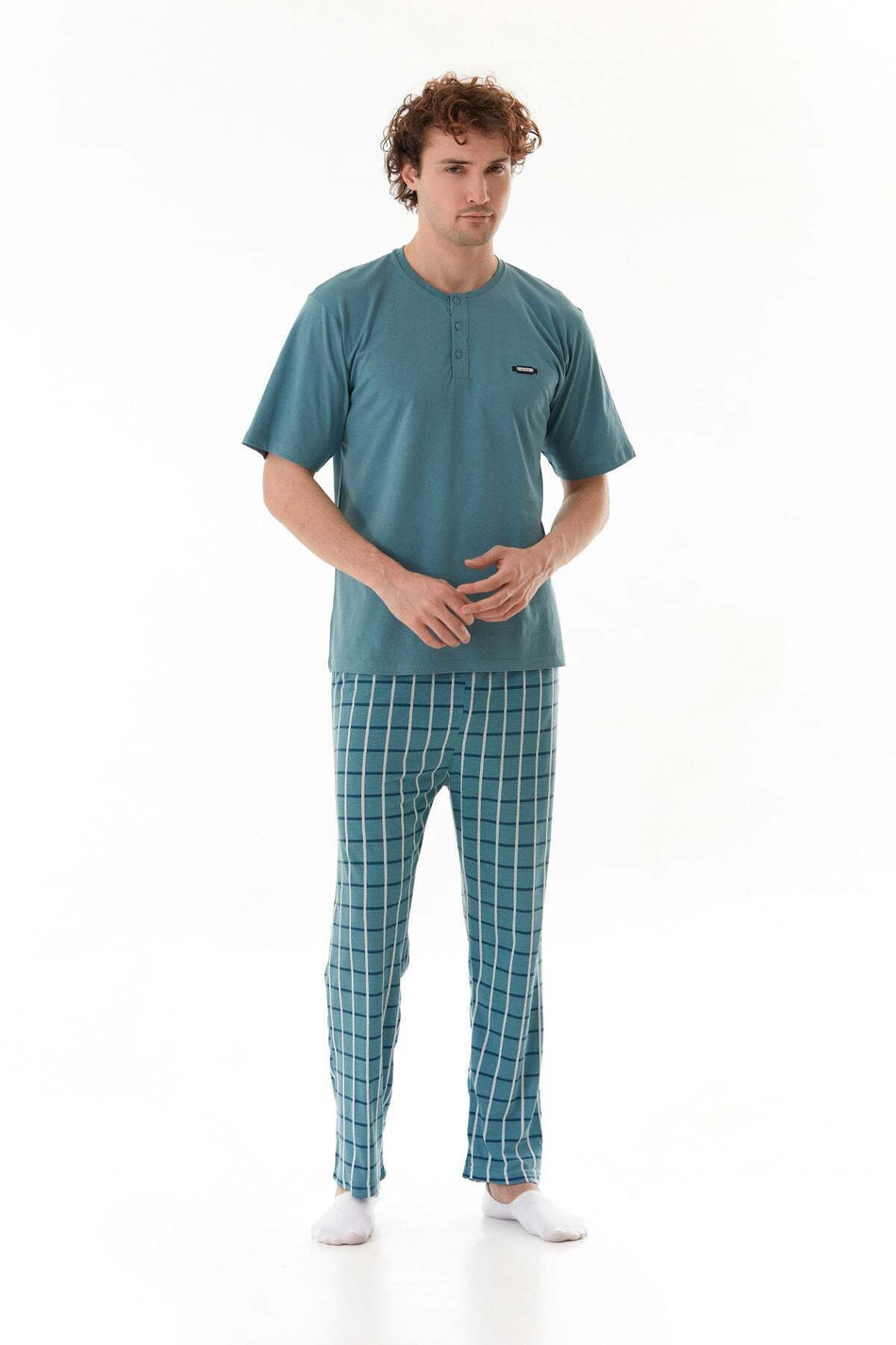 Plaid Patterned Pajama Set - MALLTURK