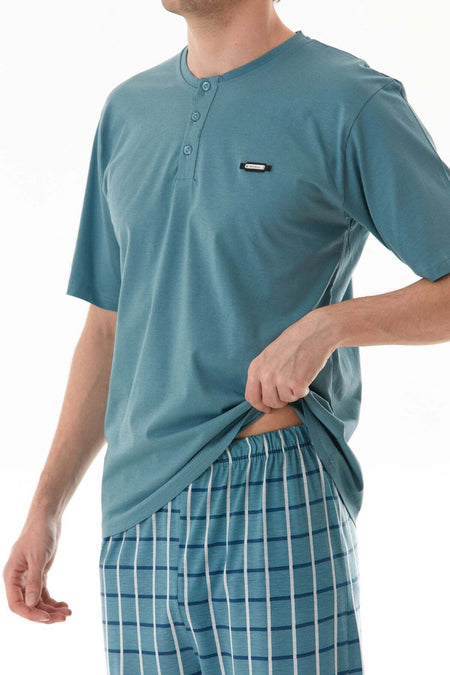 Plaid Patterned Pajama Set - MALLTURK