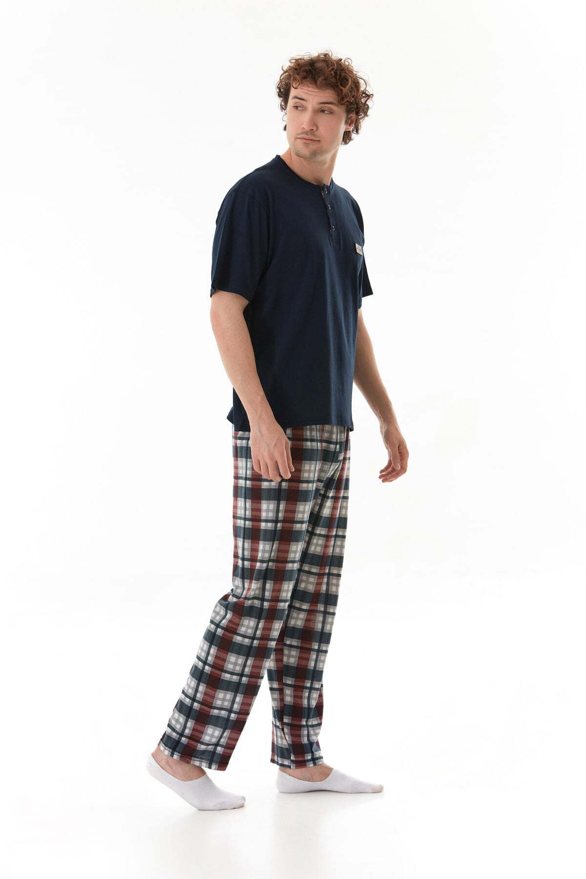 Plaid Patterned Pajama Set - MALLTURK