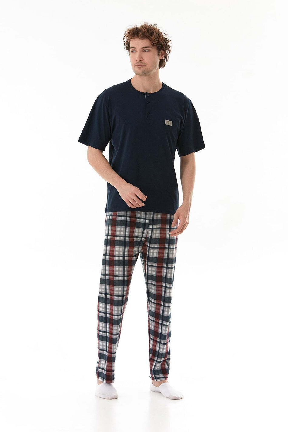 Plaid Patterned Pajama Set - MALLTURK