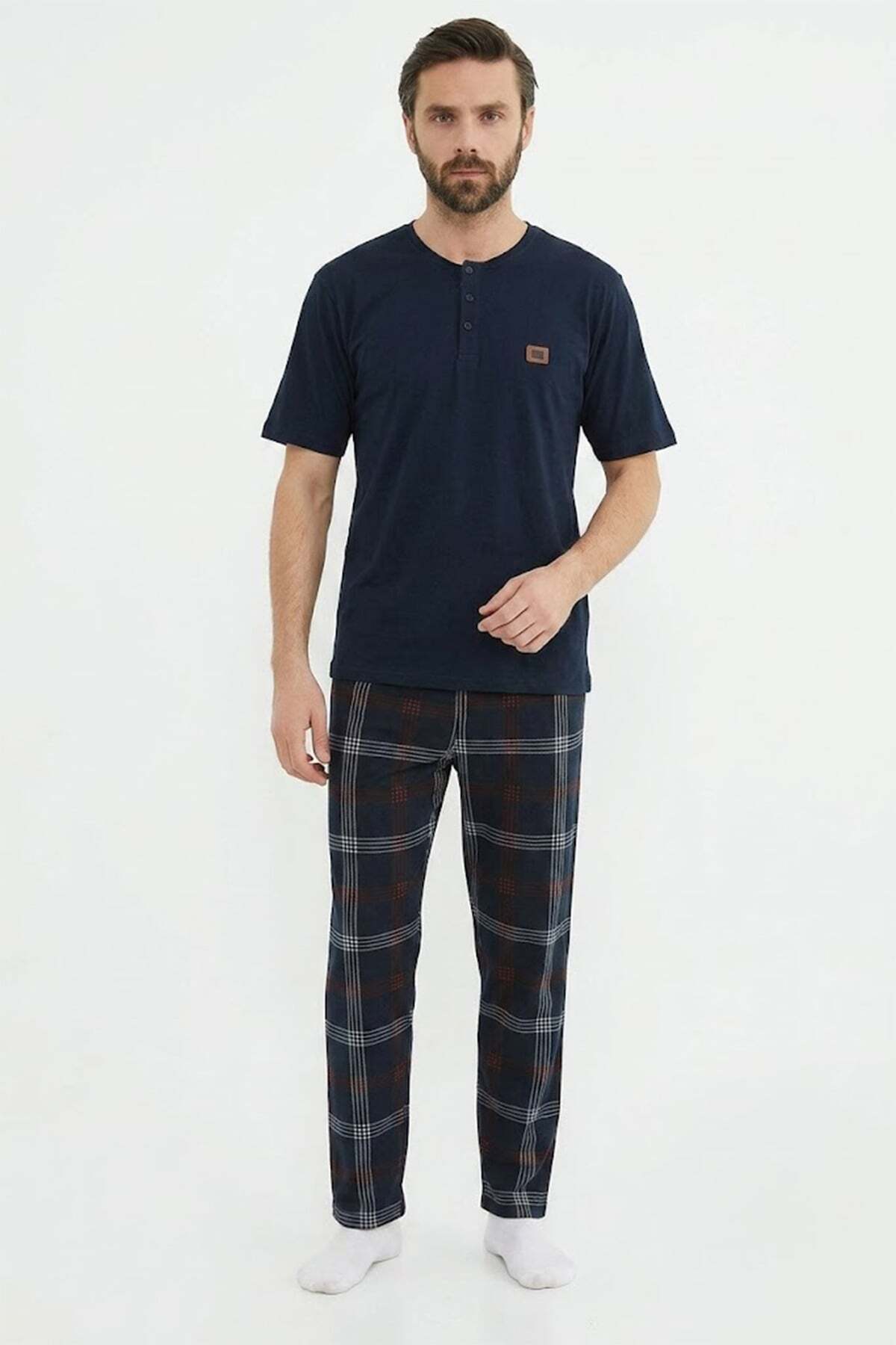 Plaid Patterned Pajama Set - MALLTURK