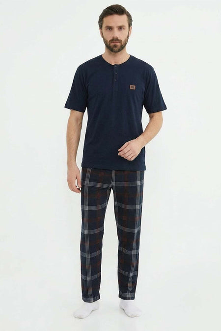 Plaid Patterned Pajama Set - MALLTURK