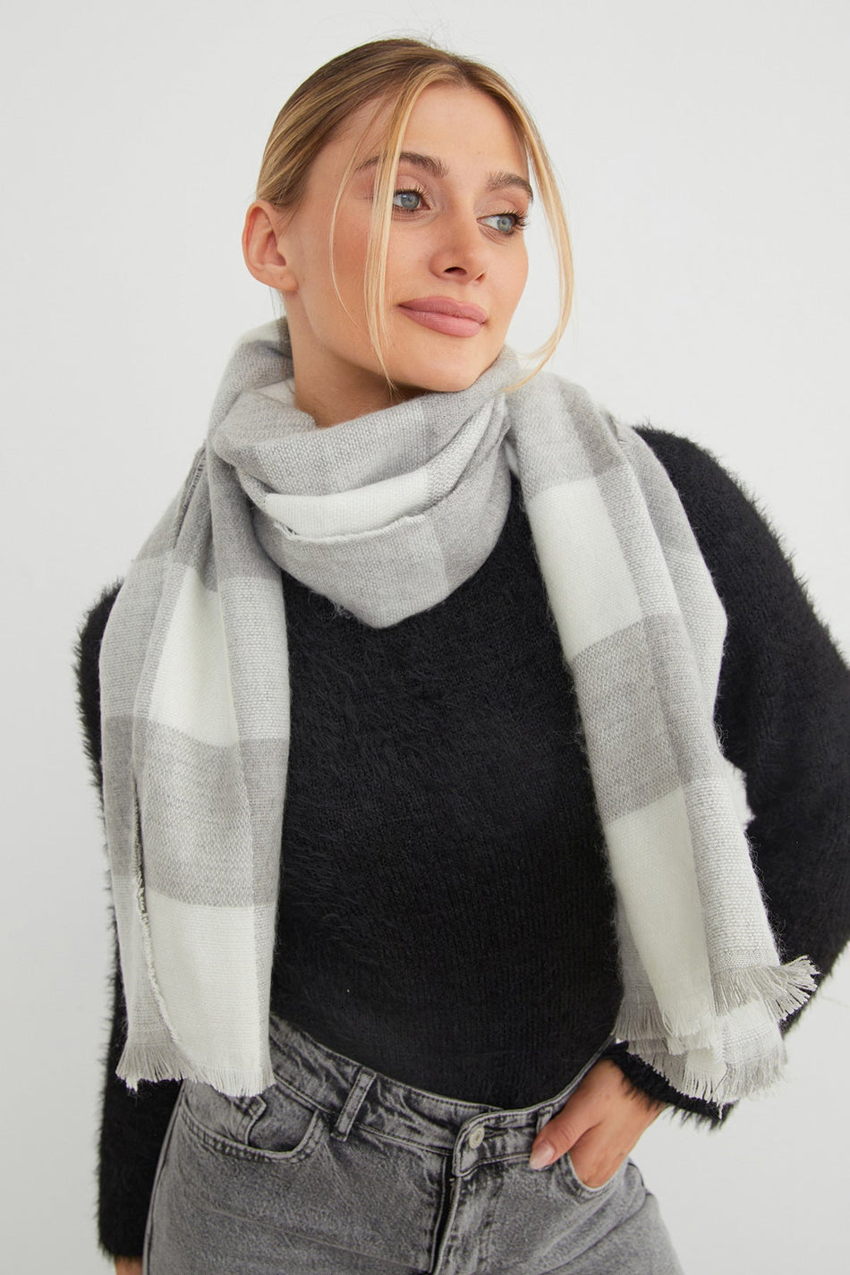 Plaid Patterned Shawl - MALLTURK