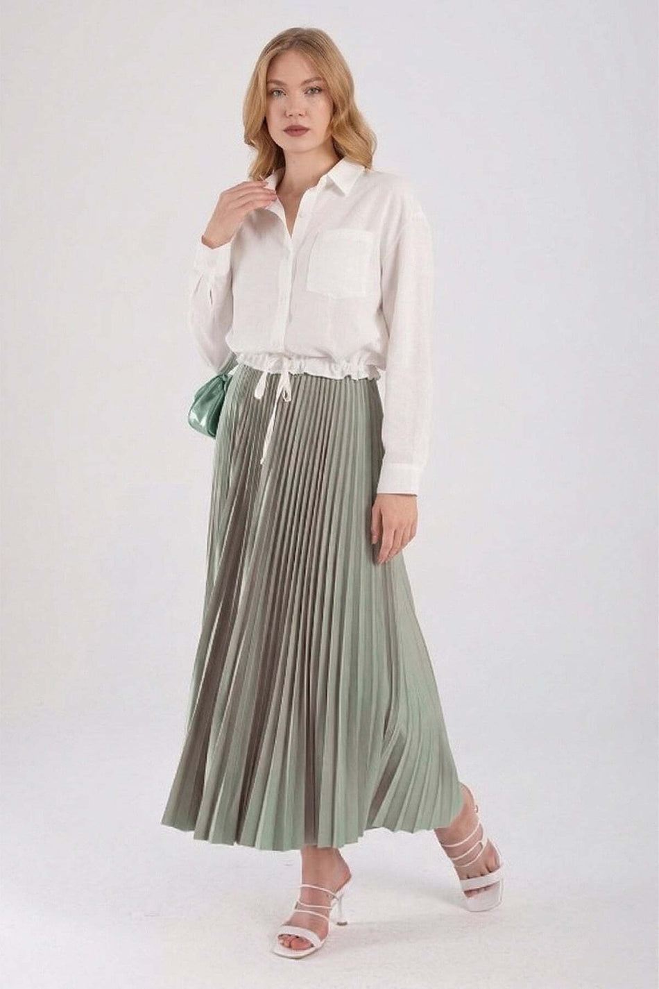 Pleated Skirt with Elastic Waist - MALLTURK