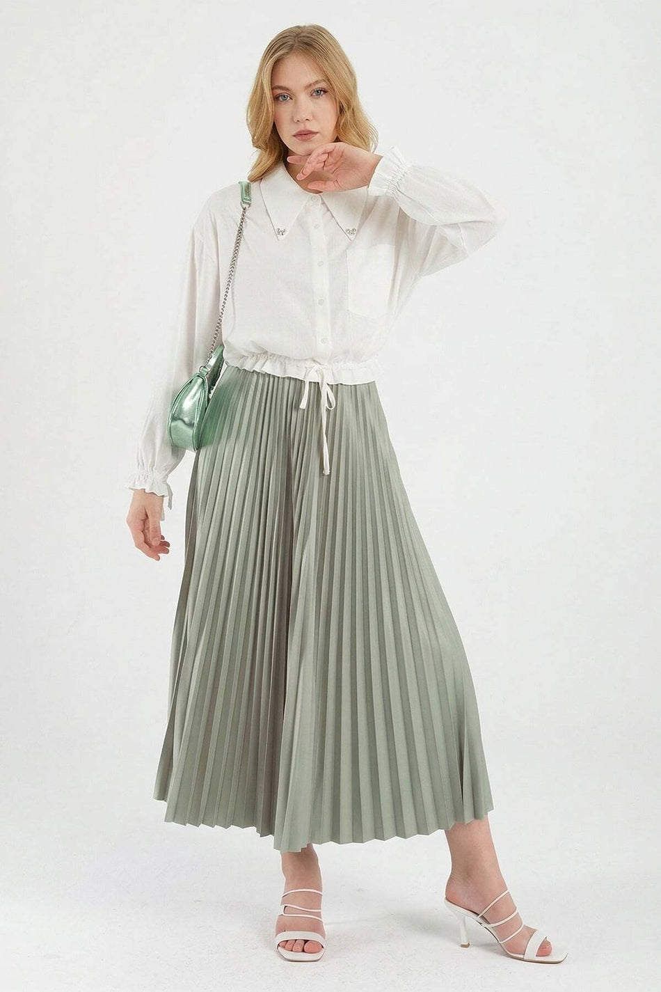 Pleated Skirt with Elastic Waist - MALLTURK