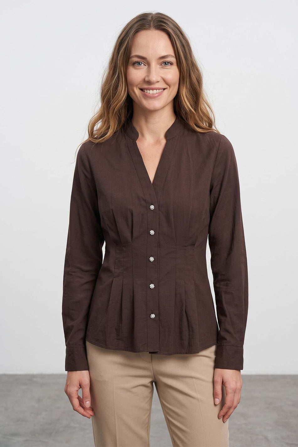 Pleated Waist-Slit Shirt with Pockets - MALLTURK