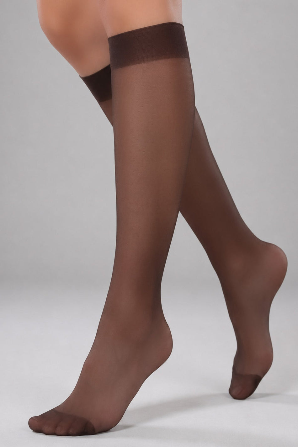 Plum Colored Below the Knee Shiny Toe 3-Piece Comfortable Elastic Socks - MALLTURK