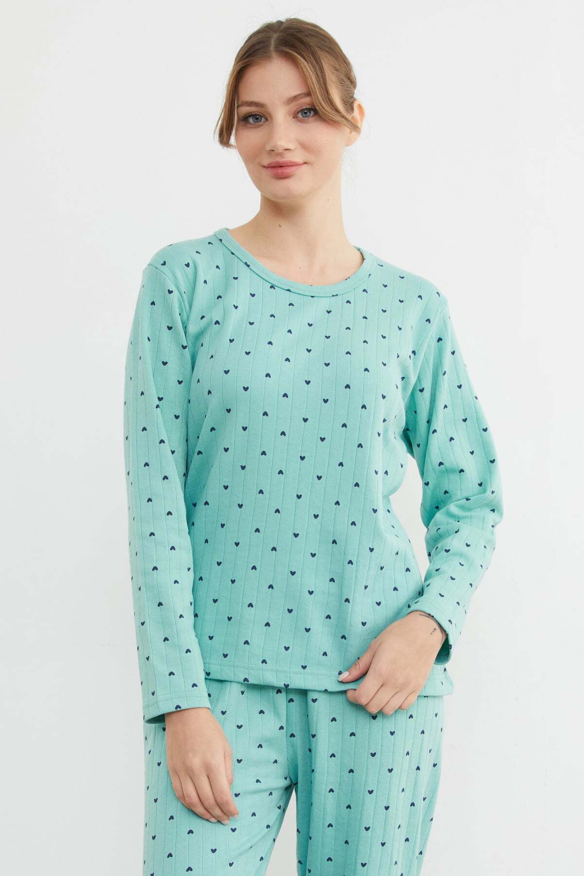 Plus Size Heart Patterned Pajama Set - MALLTURK