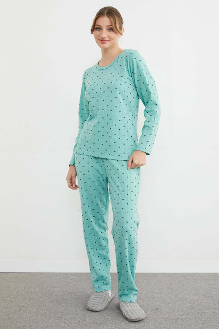 Plus Size Heart Patterned Pajama Set - MALLTURK
