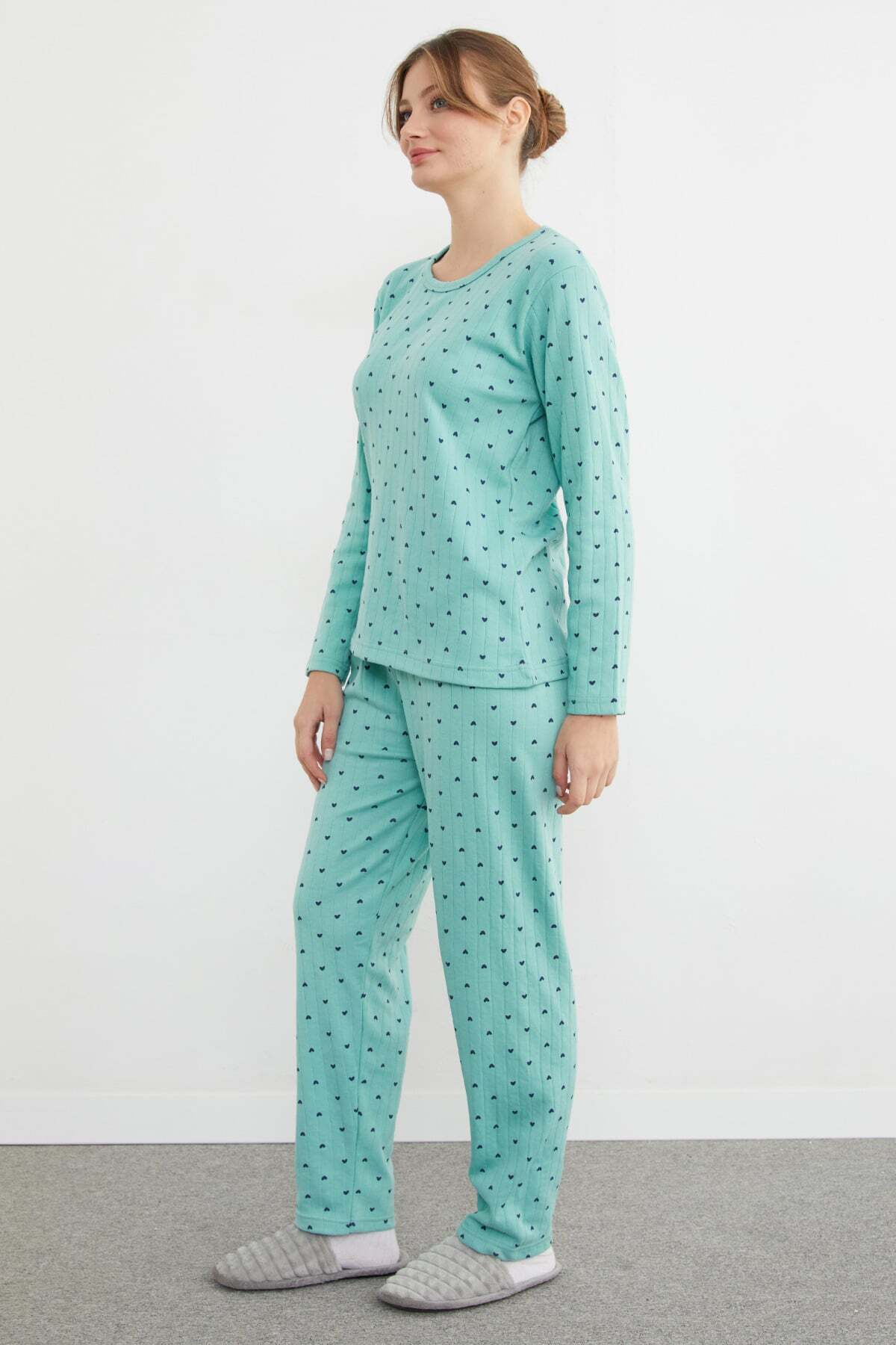 Plus Size Heart Patterned Pajama Set - MALLTURK