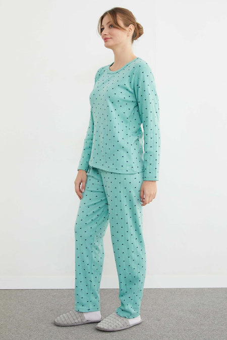 Plus Size Heart Patterned Pajama Set - MALLTURK