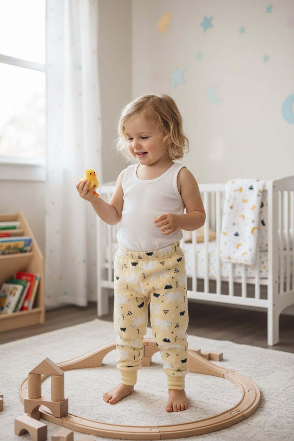 Polar Bear Patterned Fleece Unisex Children's Pajama Bottoms - MALLTURK
