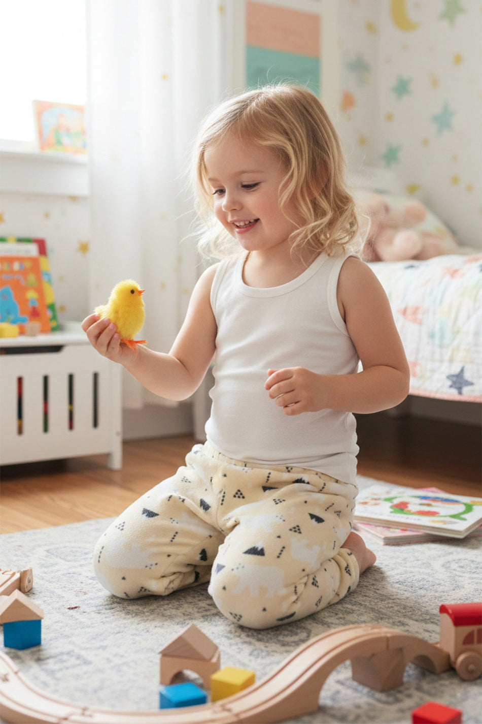 Polar Bear Patterned Fleece Unisex Children's Pajama Bottoms - MALLTURK
