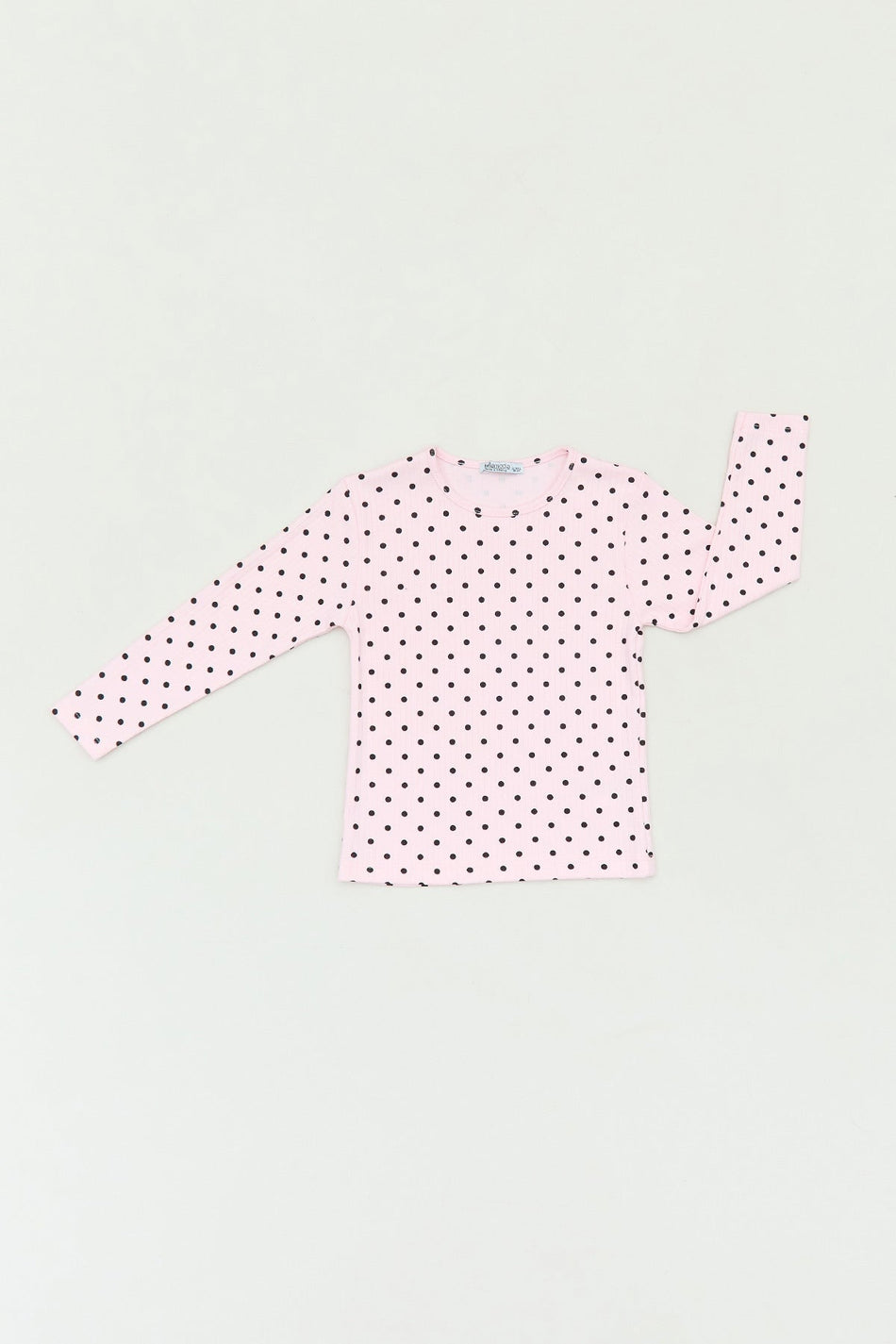 Polka Dot Patterned Girl's Blouse with Crew Neck - MALLTURK
