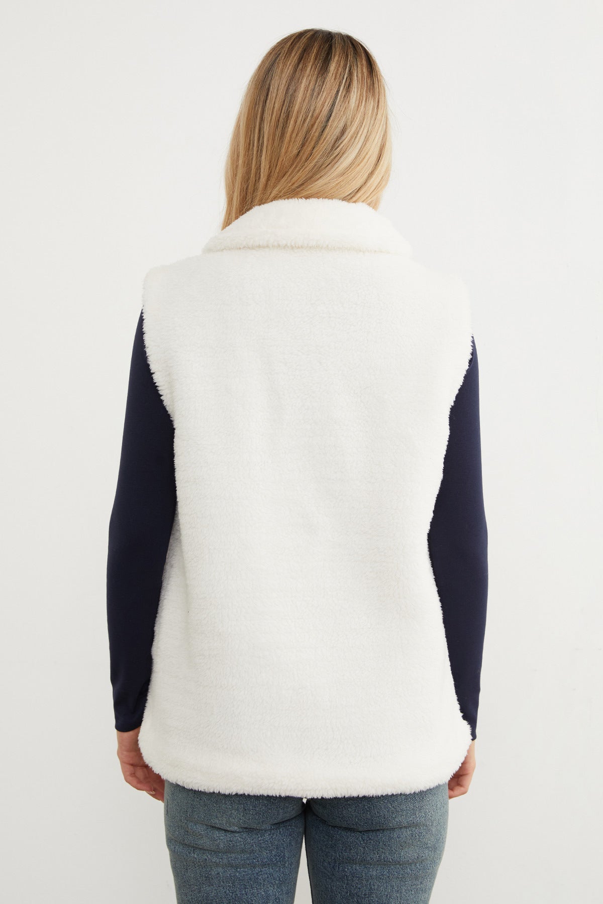 Polo Neck Zippered Plush Vest - MALLTURK