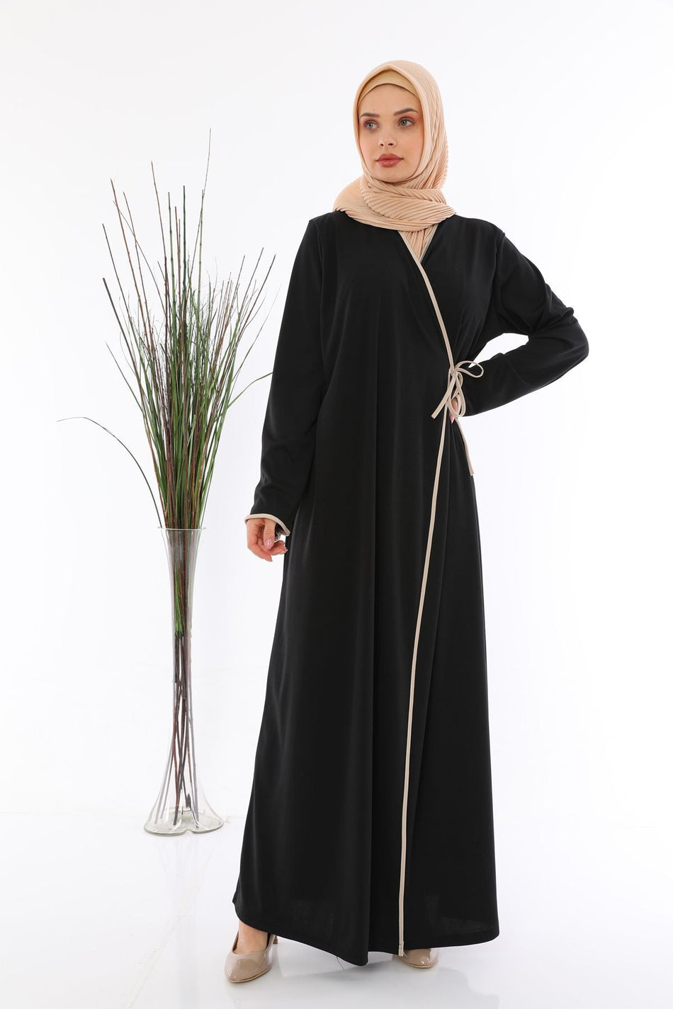Prayer Dress with Tie Inside and Outside Black Color - MALLTURK