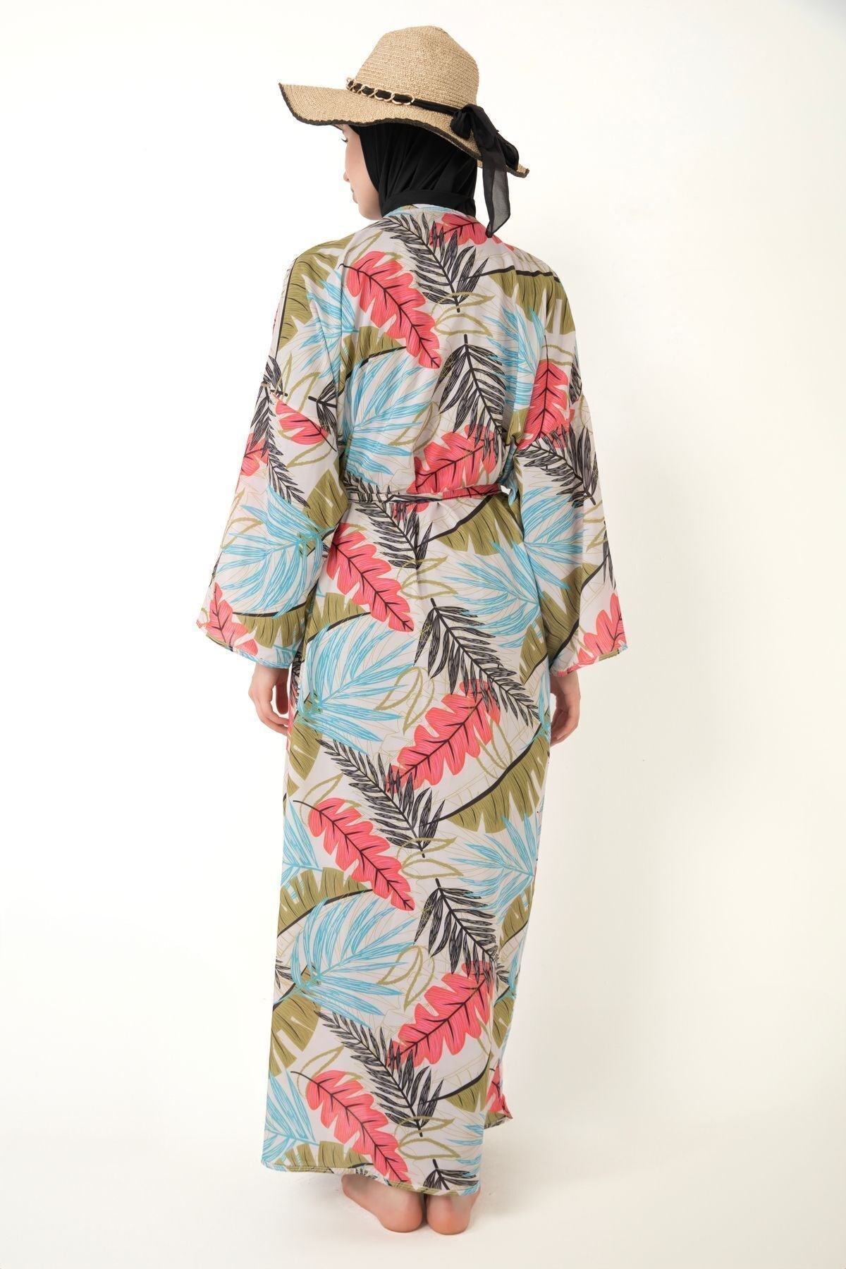 Print Pareo Kimono Kaftan on Hijab Swimsuit - MALLTURK