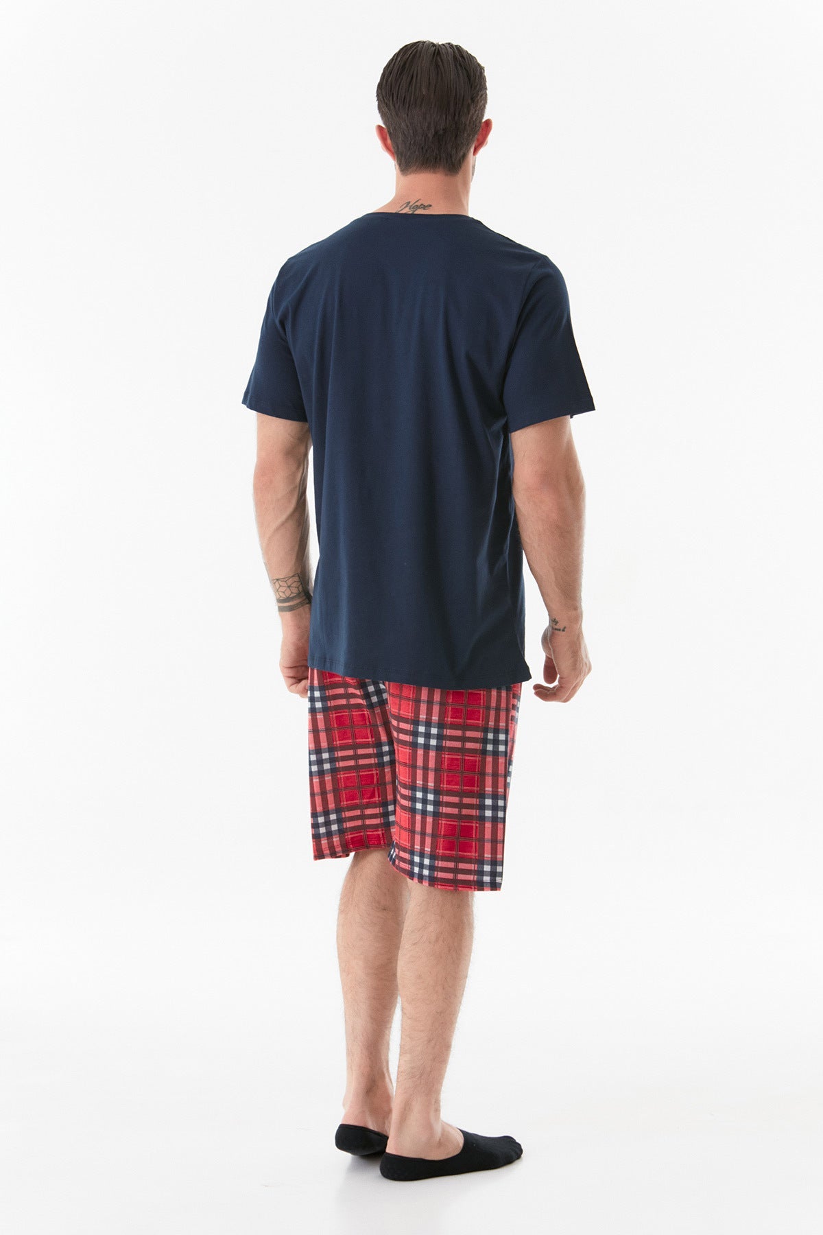 Printed Crew Neck Pajama Set - MALLTURK
