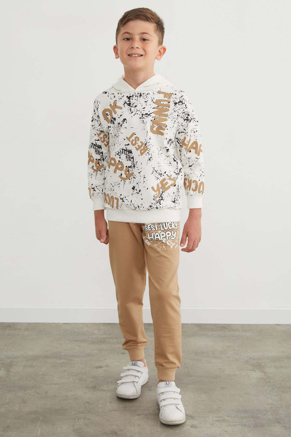 Printed Hooded 2-Piece Boys' Tracksuit Set - MALLTURK