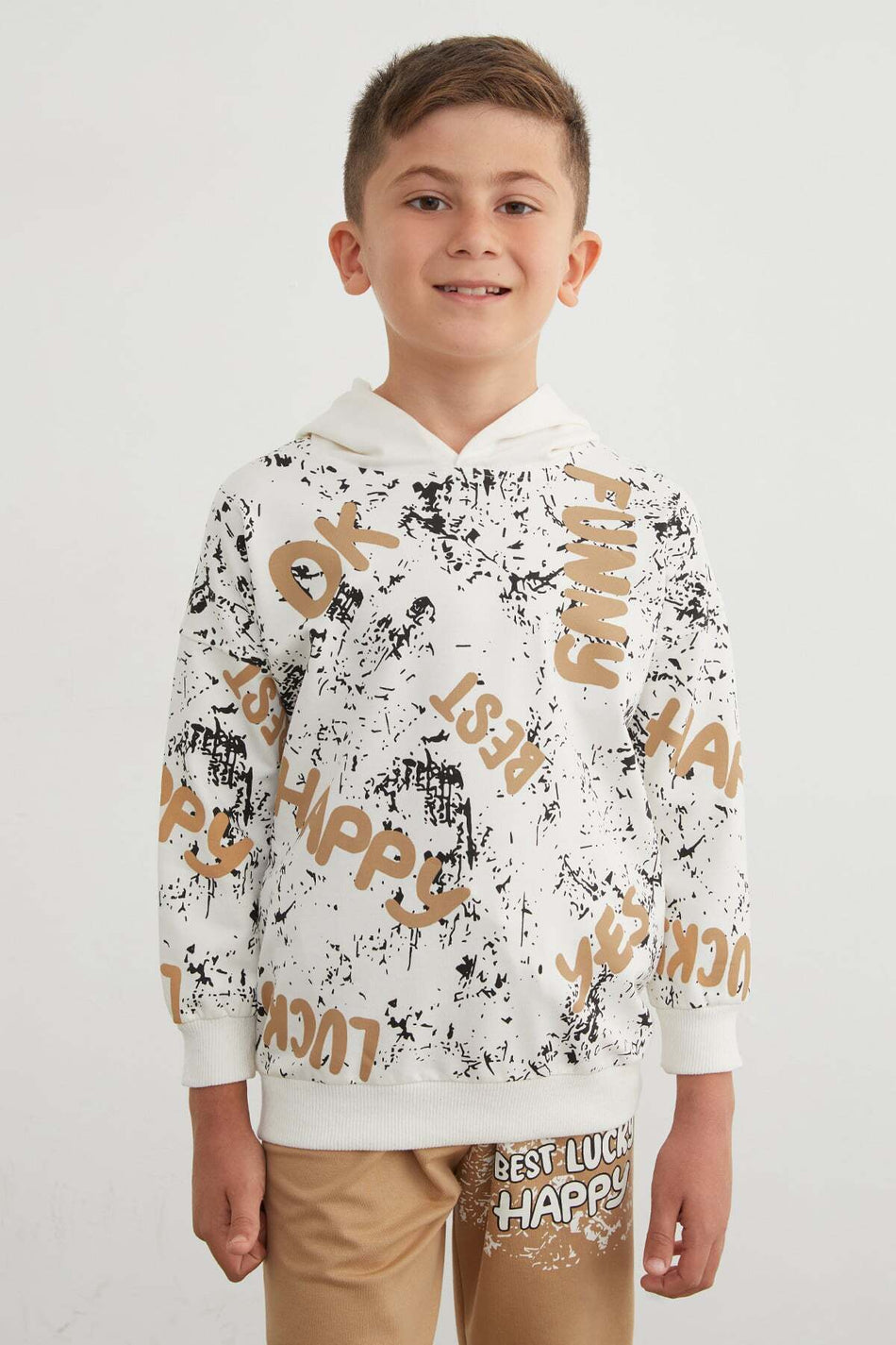 Printed Hooded 2-Piece Boys' Tracksuit Set - MALLTURK