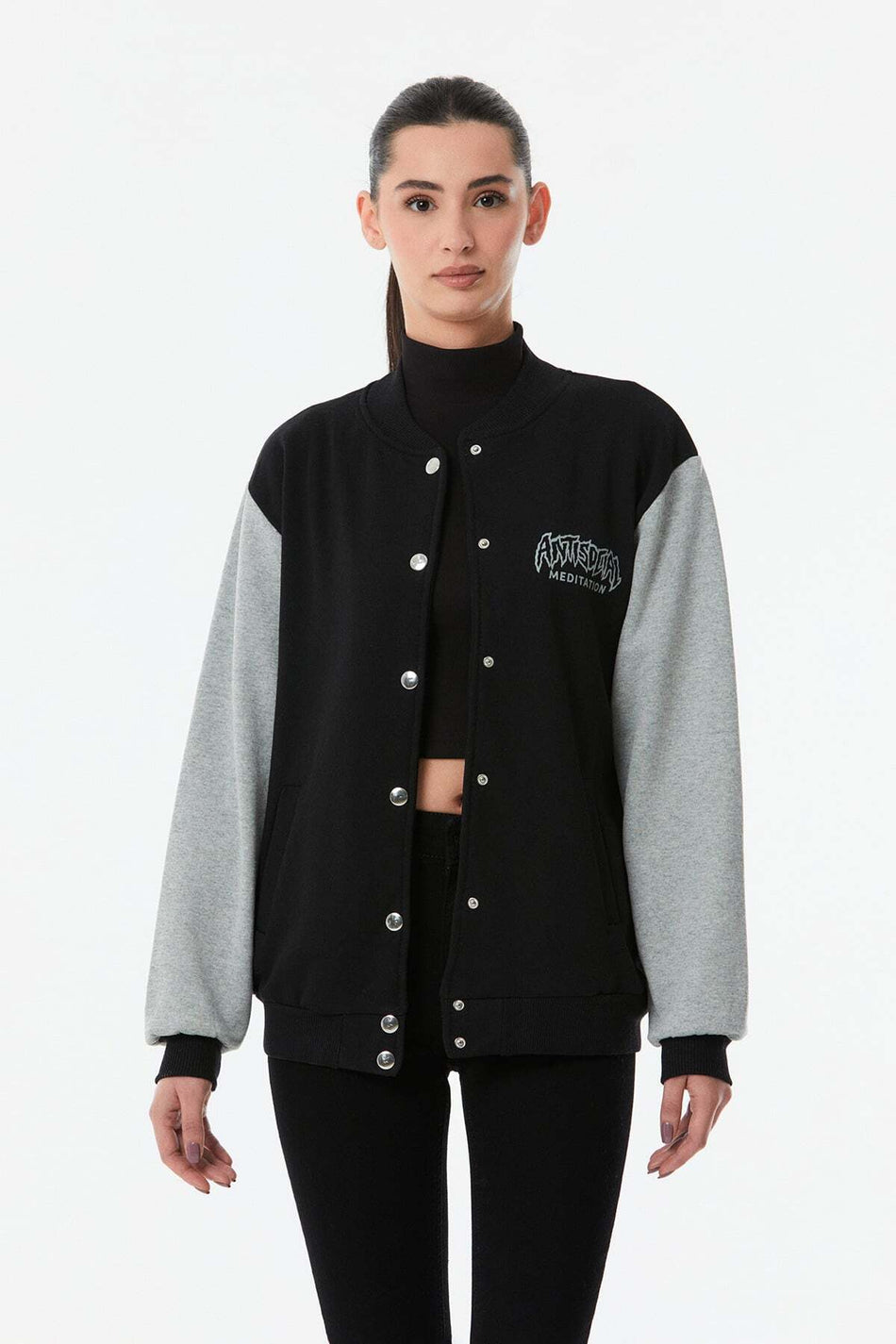 Printed Snap-On College Jacket - MALLTURK